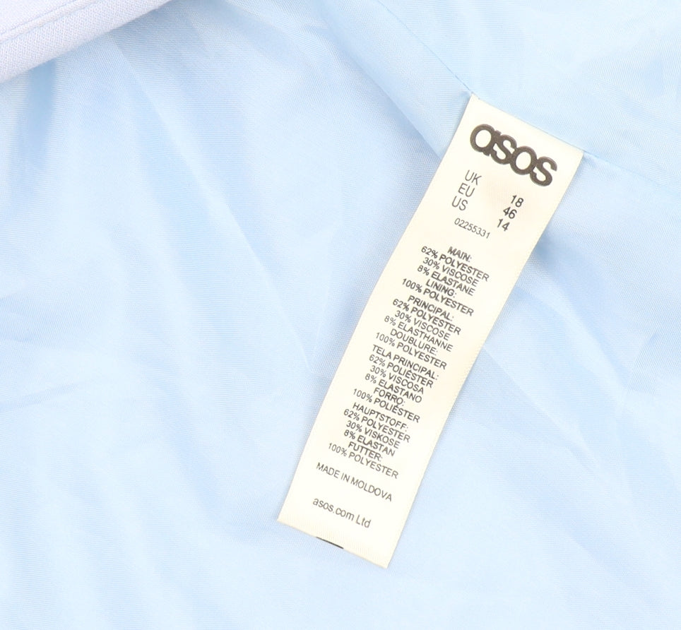 Brand and care label for ASOS Women's Blue Blazer -, size 18, Regular Fit