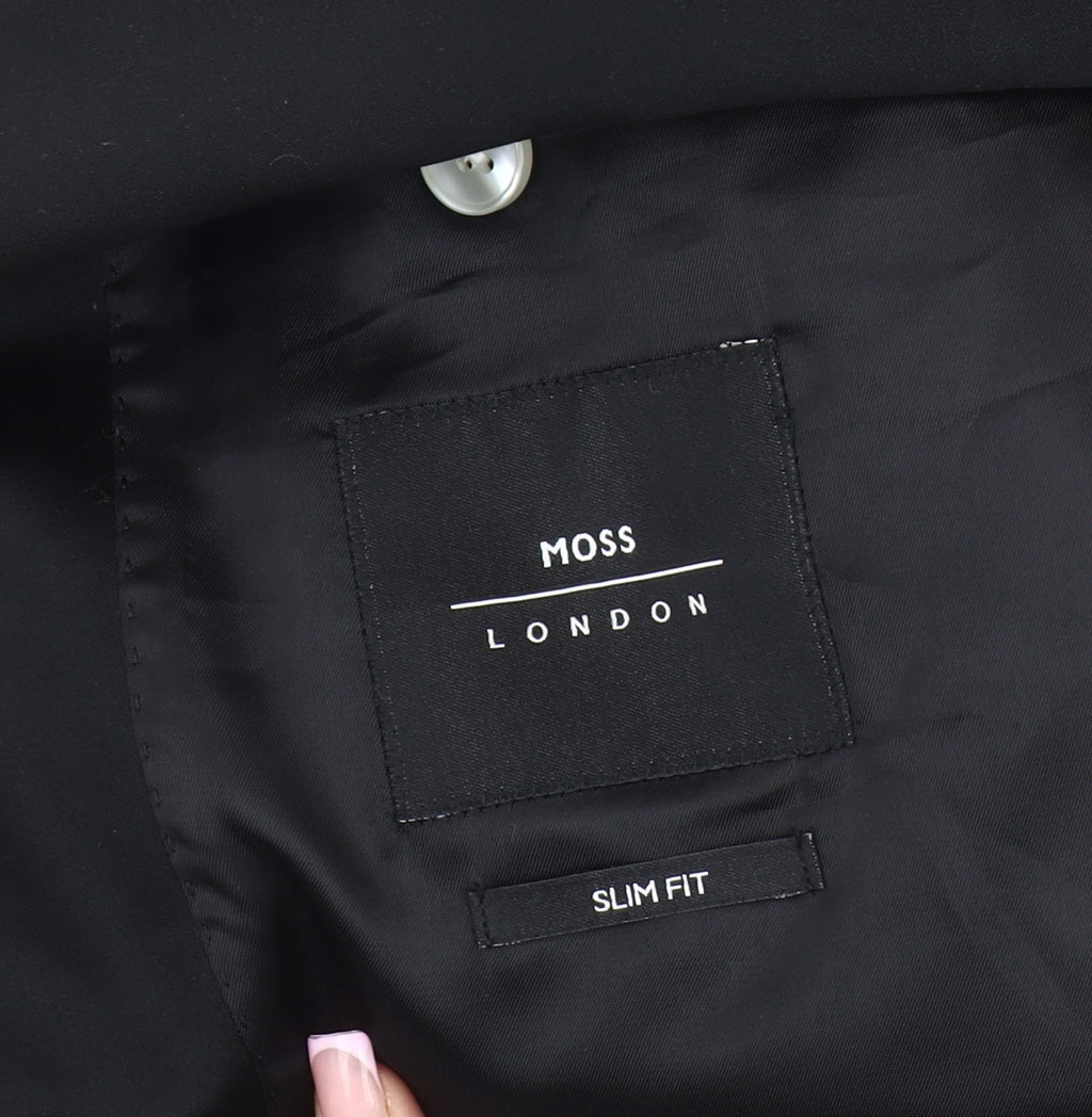 Moss London Men's Black Slim Fit Tuxedo Blazer 42R