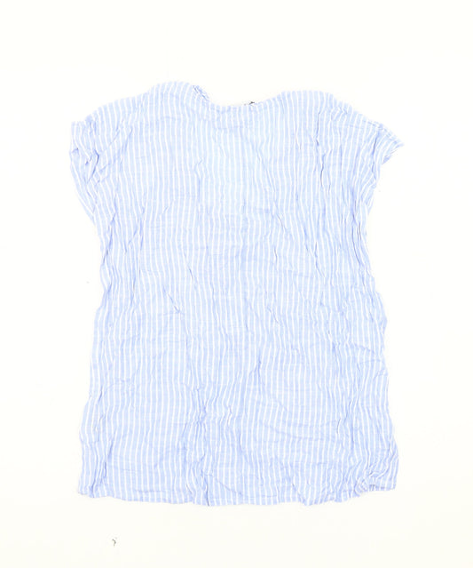 Crew Clothing Women's Blue Striped T-Shirt Size 8