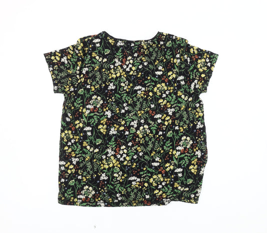 FatFace Women's Black Floral T-Shirt, Size 10, Cotton