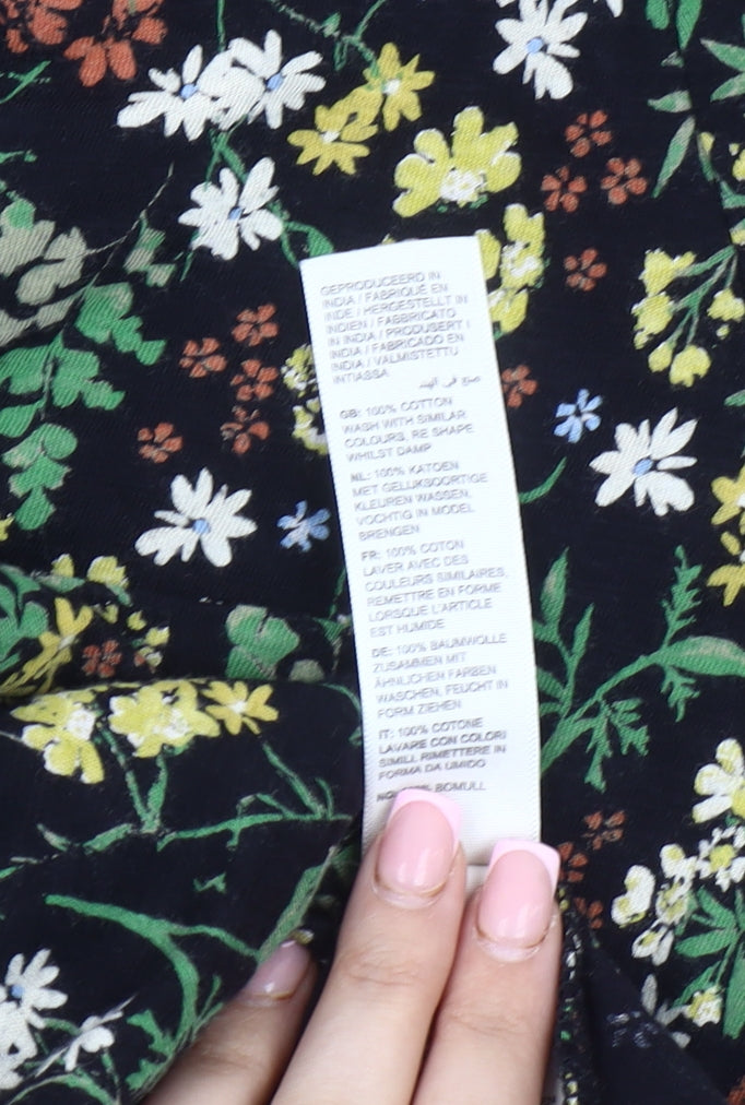 FatFace Women's Black Floral T-Shirt, Size 10, Cotton