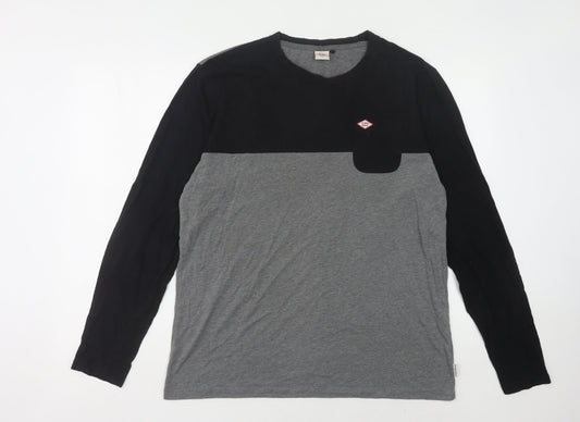 Additional front view of Lee Cooper Men's L Black Grey Long Sleeve T-Shirt