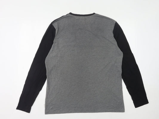 Lee Cooper Men's L Black Grey Long Sleeve T-Shirt