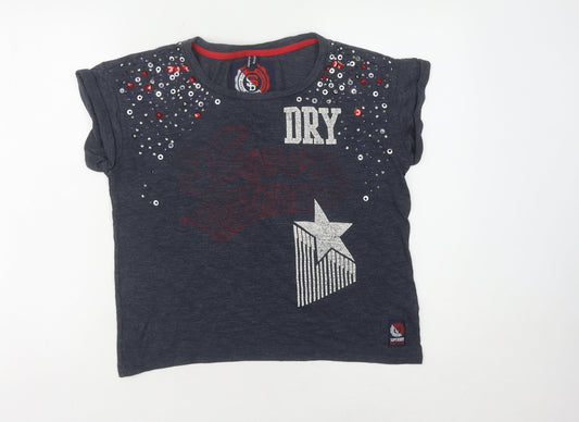 Superdry Women's Blue Sequin T-Shirt Size S Casual