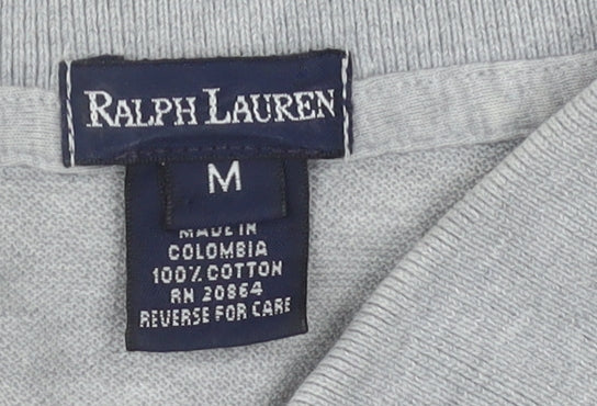Ralph Lauren Women's Grey Polo Shirt, M, Cotton, Casual