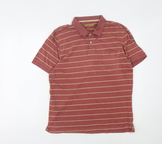 Hawkshead Men's Red Striped Polo Shirt L