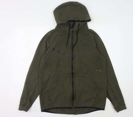 Mens UK M Regular Nike Green Full Zip Hoodie