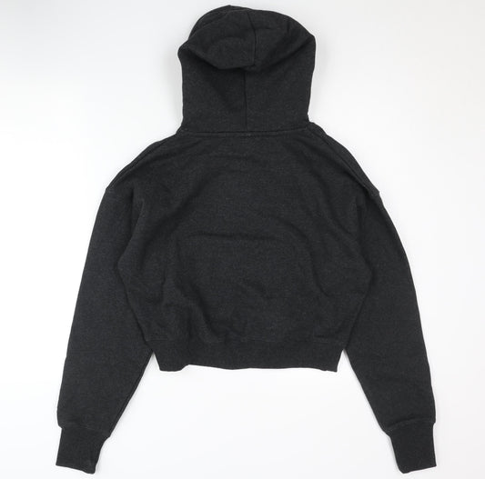 Superdry Women's Black Hoodie Size 12 Pullover with Logo Accent