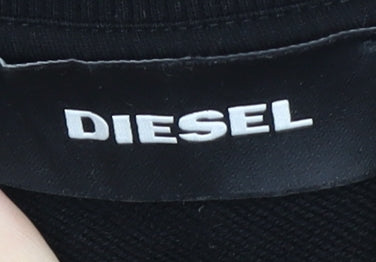 Diesel Men's Black Graphic Print Sweatshirt, L, Pullover