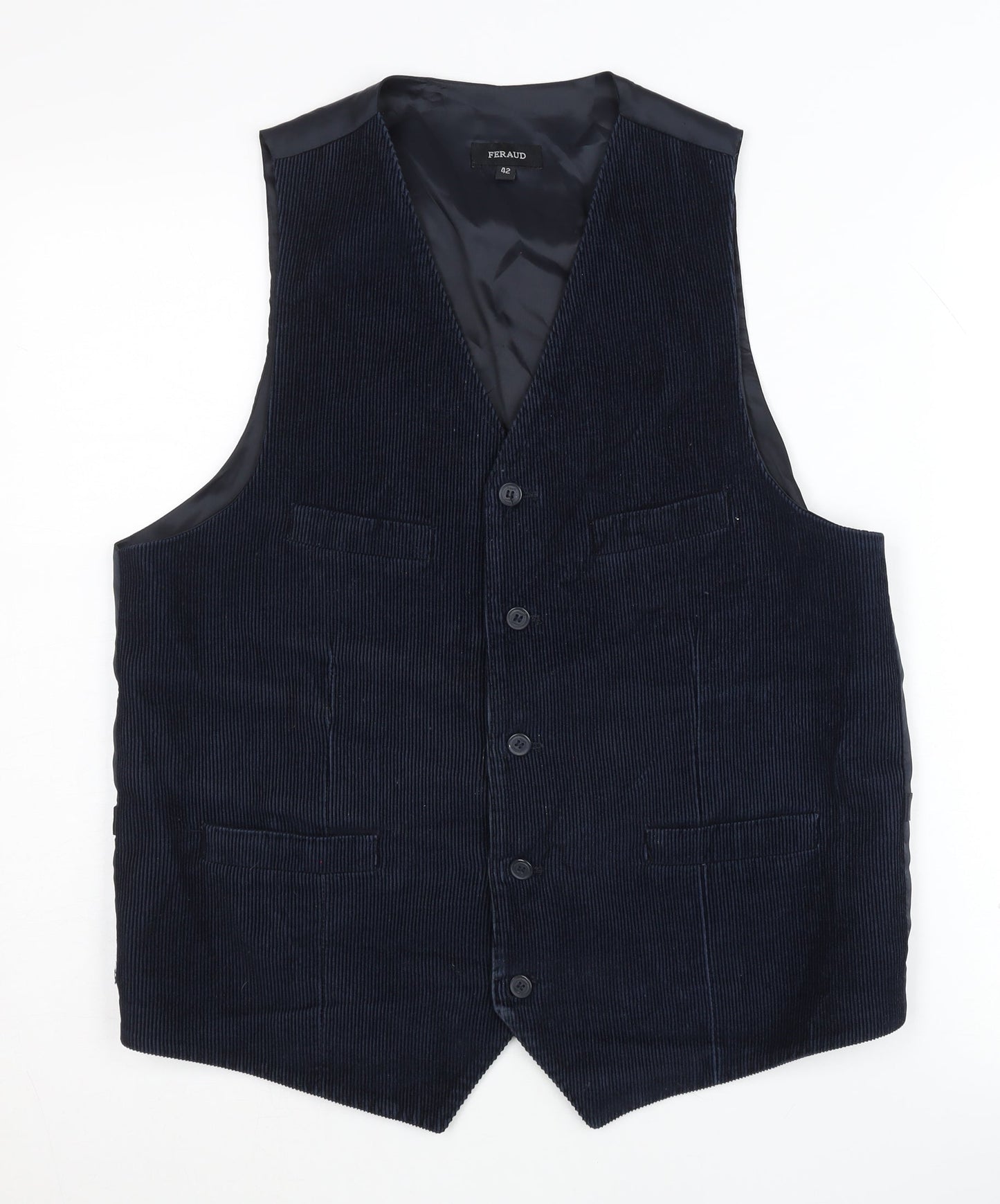 FERAUD Men's Blue Corduroy Waistcoat Size 42, Classic Style