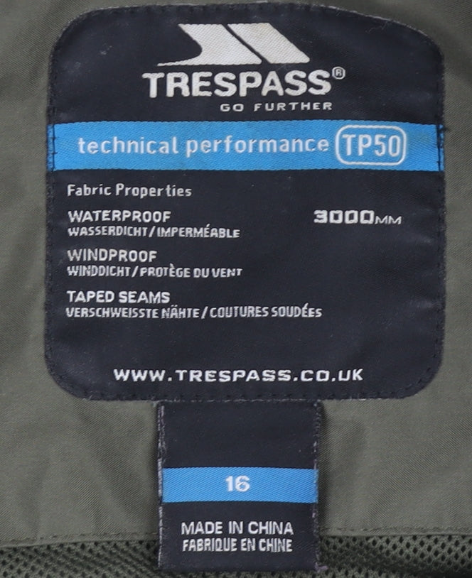 Trespass Women's Green Waterproof Parka Jacket Size 16