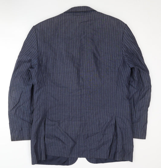 Jaeger Men's Blue Striped Linen Blazer 42R Jacket