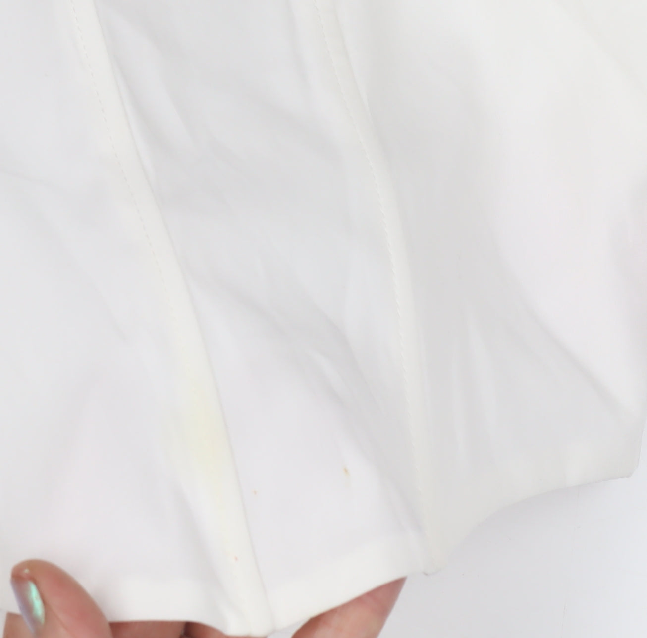 LOAVIES Women's White Cropped Blouse, Size M, Puff Sleeve