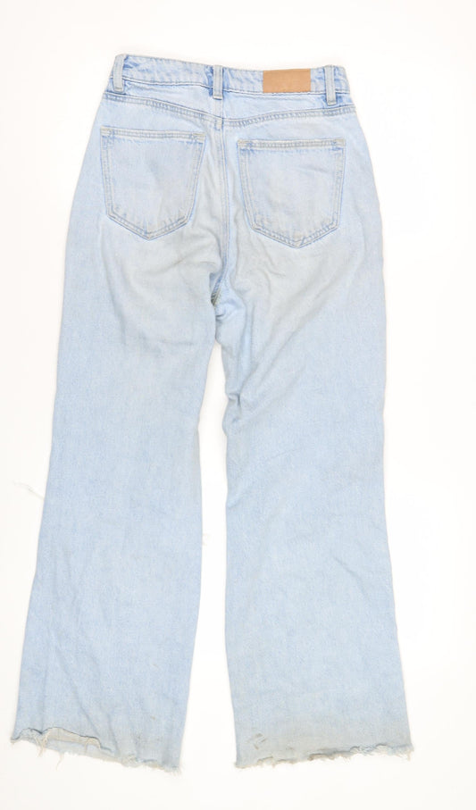 Stradivarius Women's Blue Distressed Straight Jeans Size 6