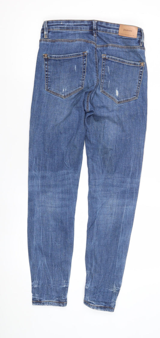Stradivarius Women's Blue High Rise Distressed Jeans Size 10