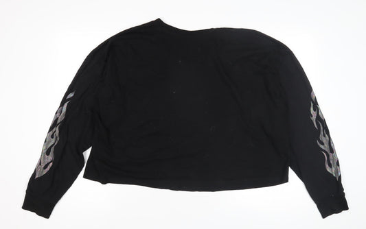 ASOS Women's Black Cropped Long Sleeve T-Shirt