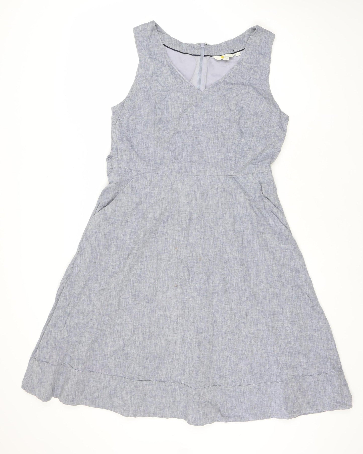 Boden Women's Grey A-Line Linen Blend Sleeveless Dress