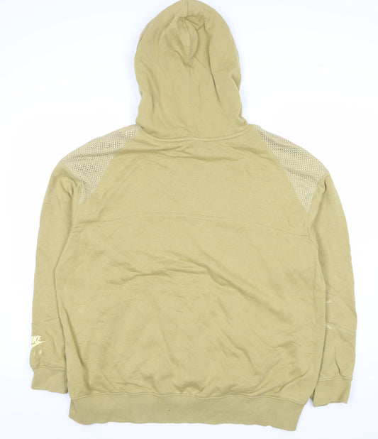 Nike Men's Beige Medium Pullover Hoodie with Logo