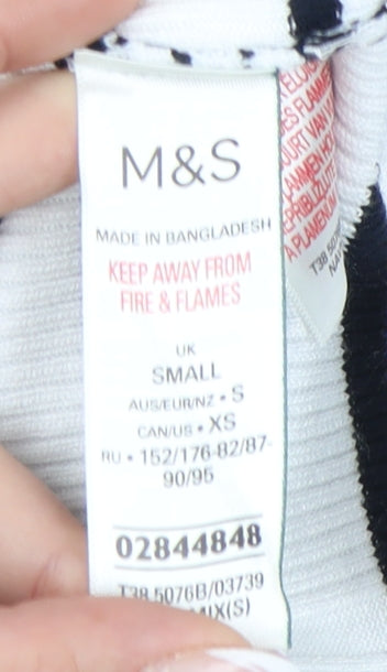 Marks and Spencer Women's White Striped Pullover Jumper