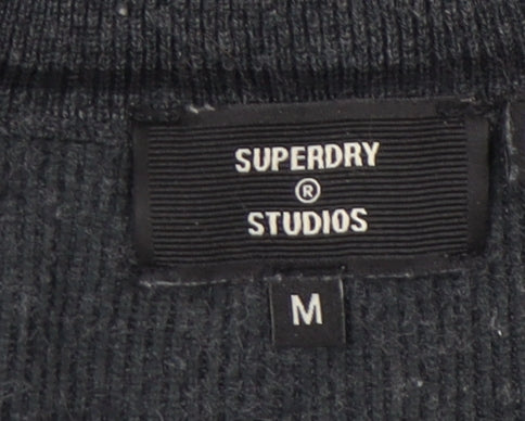 Superdry Men's M Black Full Zip Jumper High Neck