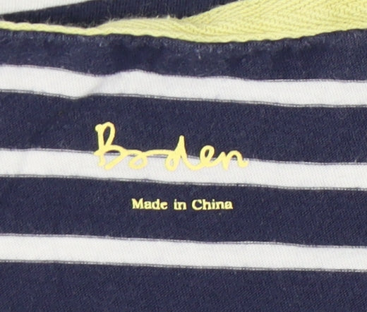 Boden Women's Blue Striped Cotton T-Shirt - Size 12