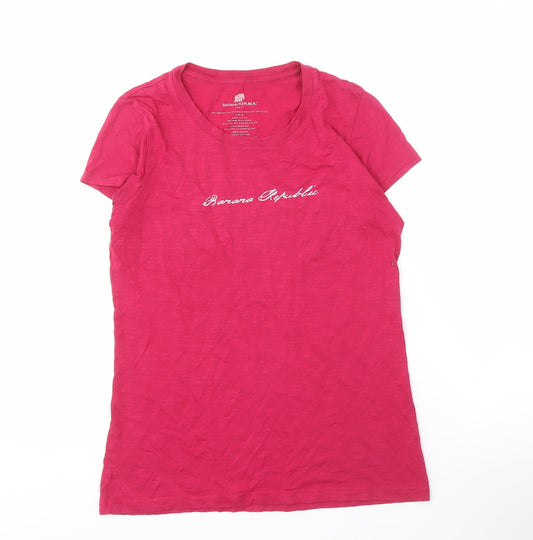 Womens UK Size M Banana Republic Pink 100% Cotton T-Shirt