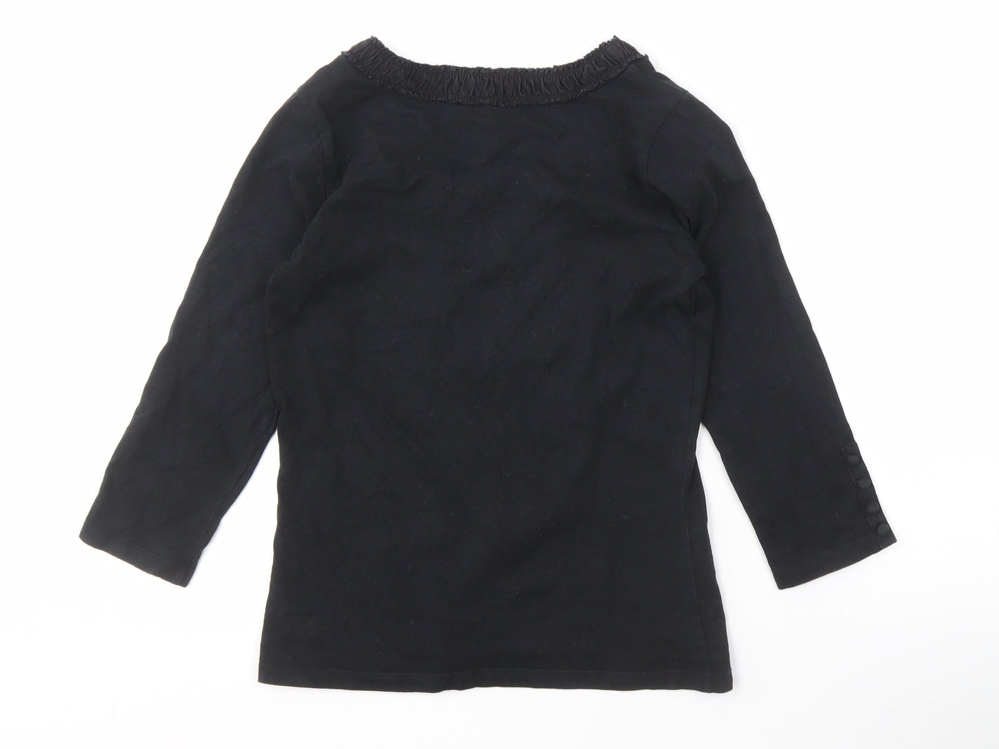 Laura Ashley Women's Black V-Neck Cotton Top