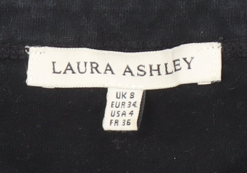 Laura Ashley Women's Black V-Neck Cotton Top