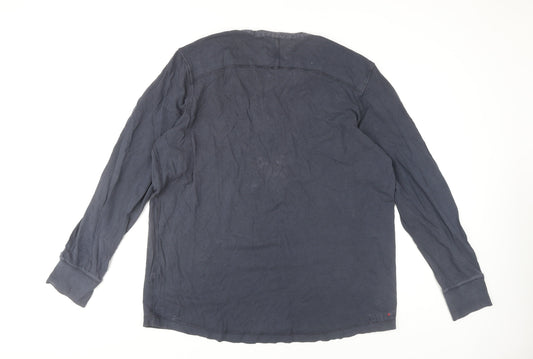 Fat Face Men's Blue Long Sleeve Henley T-Shirt - Large