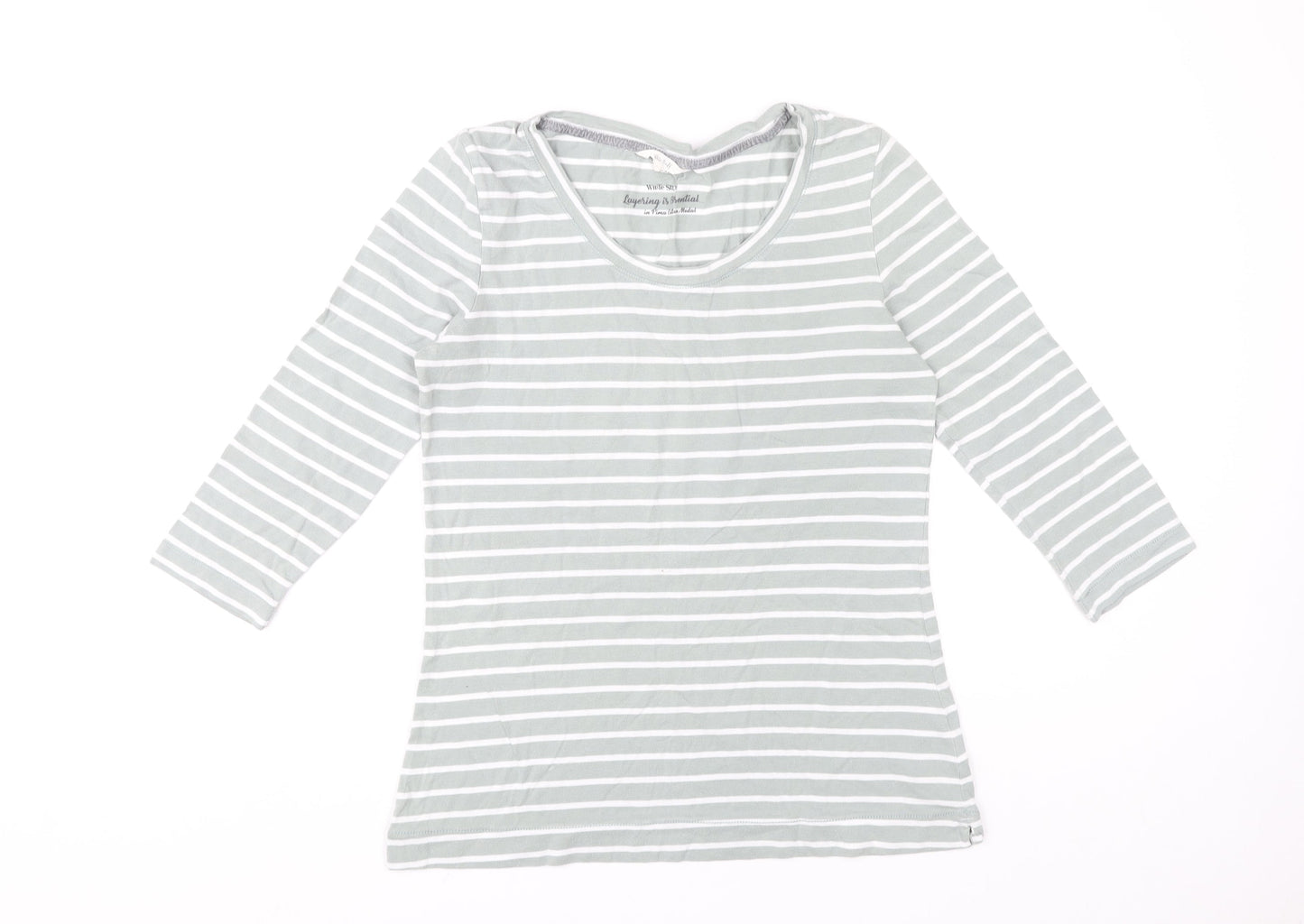 White Stuff Women's Grey Striped T-Shirt, Size 10