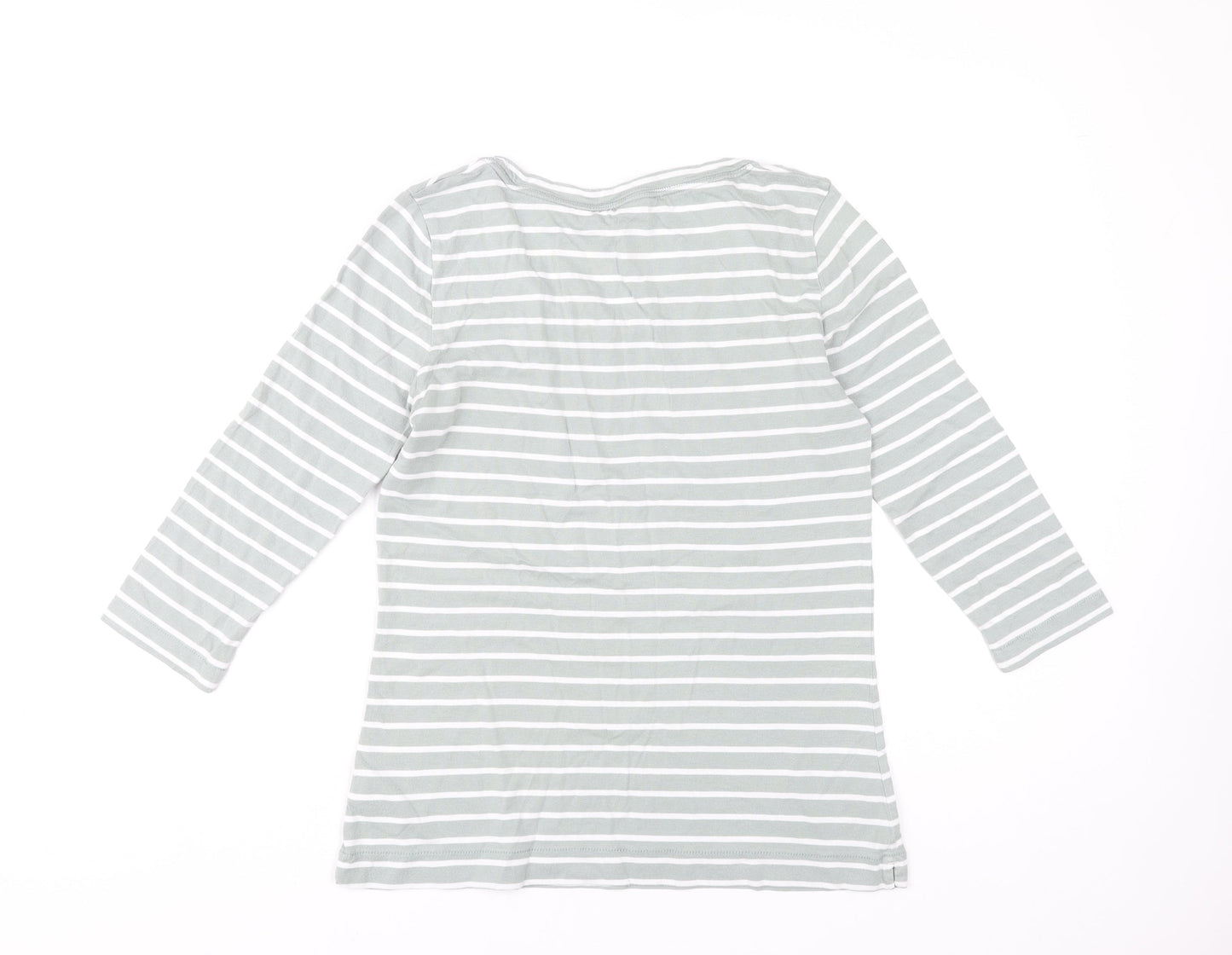 White Stuff Women's Grey Striped T-Shirt, Size 10