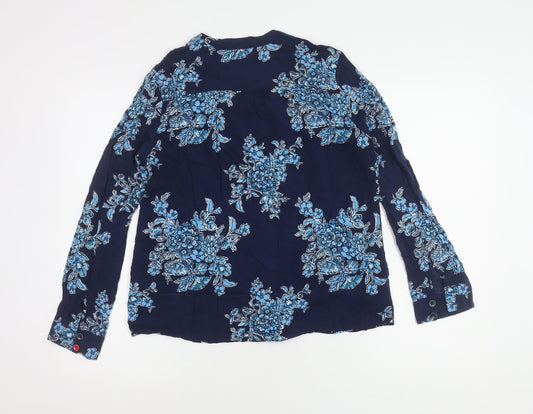 Joules Women's Blue Floral Button-Up Top - Size 10