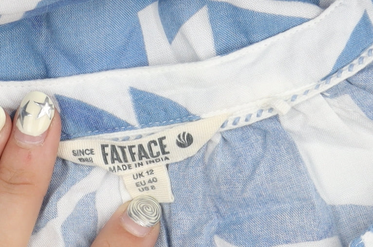 FatFace Women's Blue Geometric Blouse Size 12