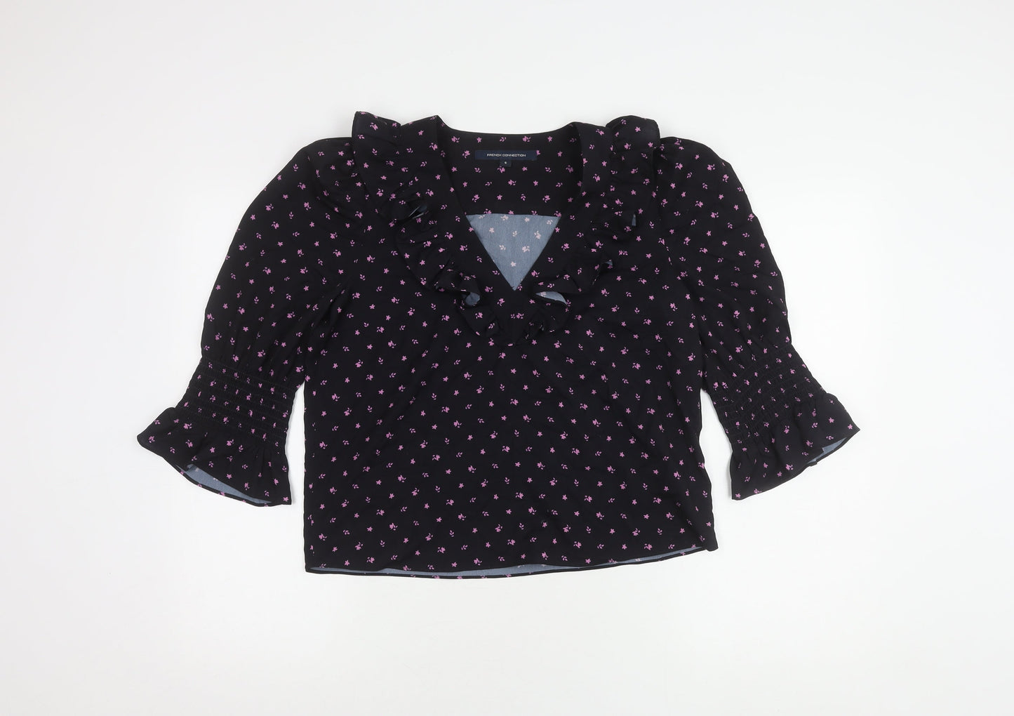 French Connection Women's Black Floral Blouse Size S