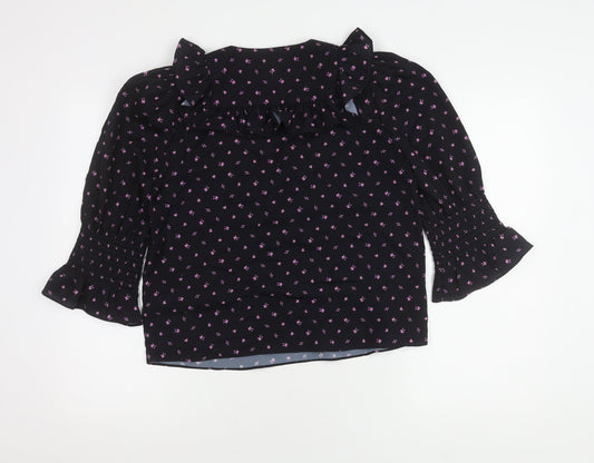 French Connection Women's Black Floral Blouse Size S