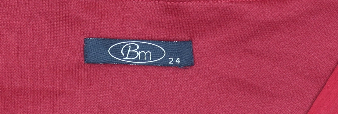 Bm Women's Red Wrap Blouse, Size 24, Short Sleeve