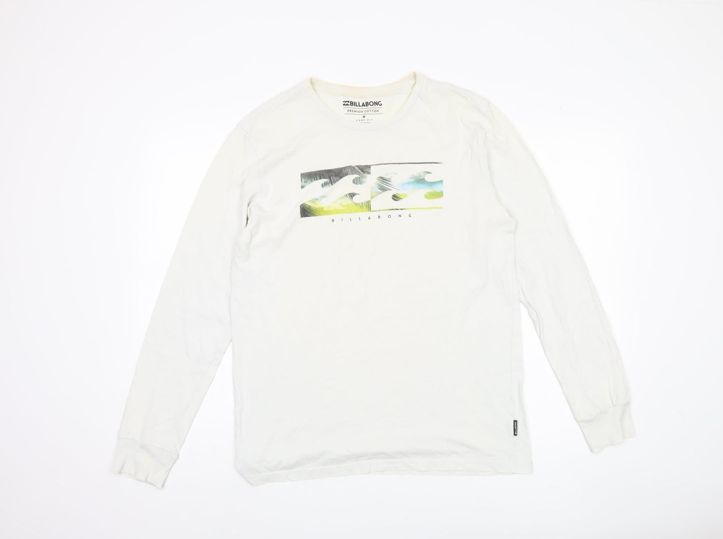 Billabong Men's White Graphic Long Sleeve T-Shirt, M