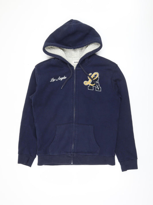 Hollister Men's Blue Full Zip Logo Hoodie, Size S