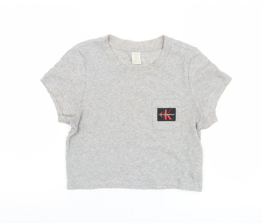 Calvin Klein Women's Grey Cropped T-Shirt, Size S