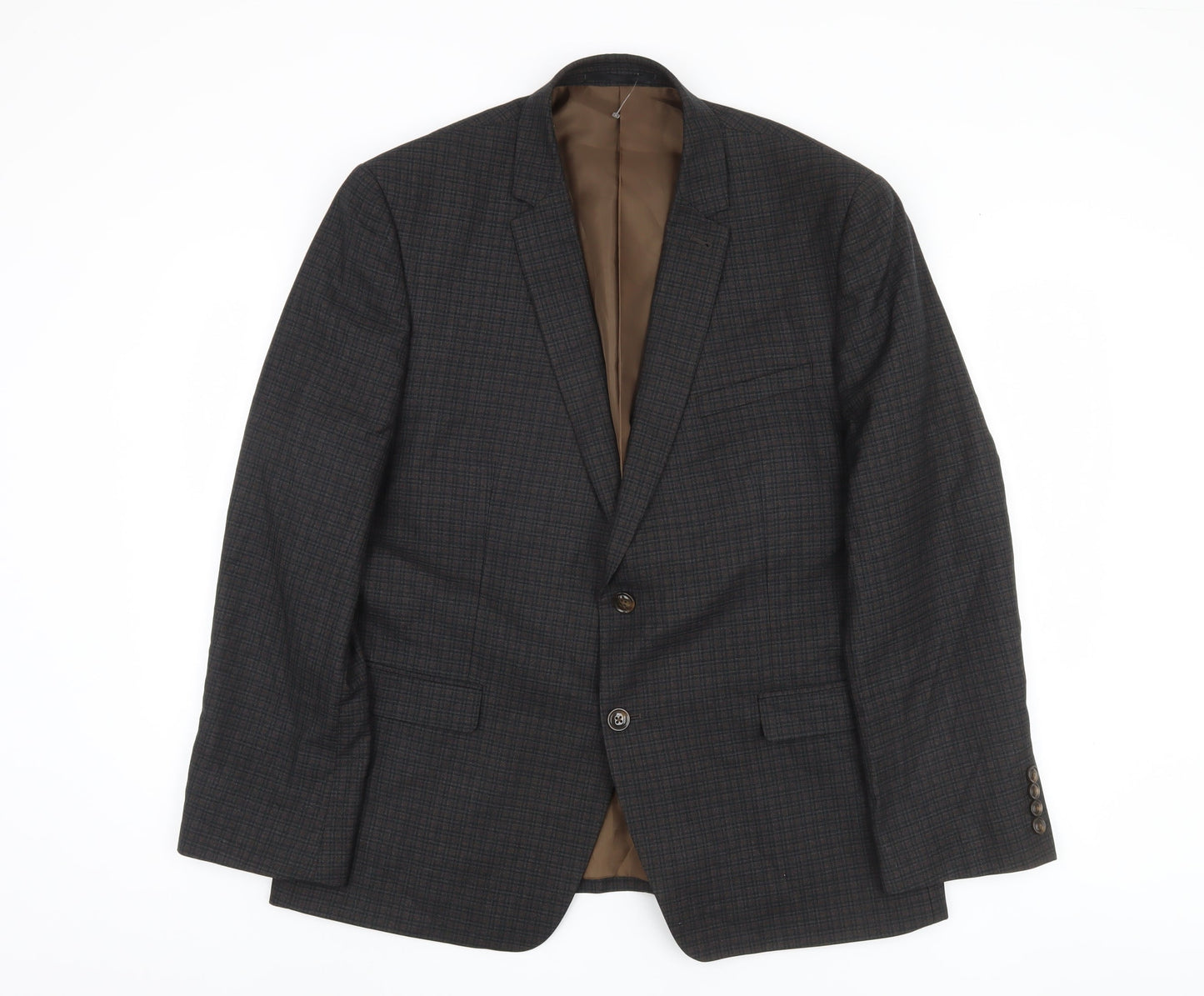 Fellini Men's Brown Check Suit Jacket 44S