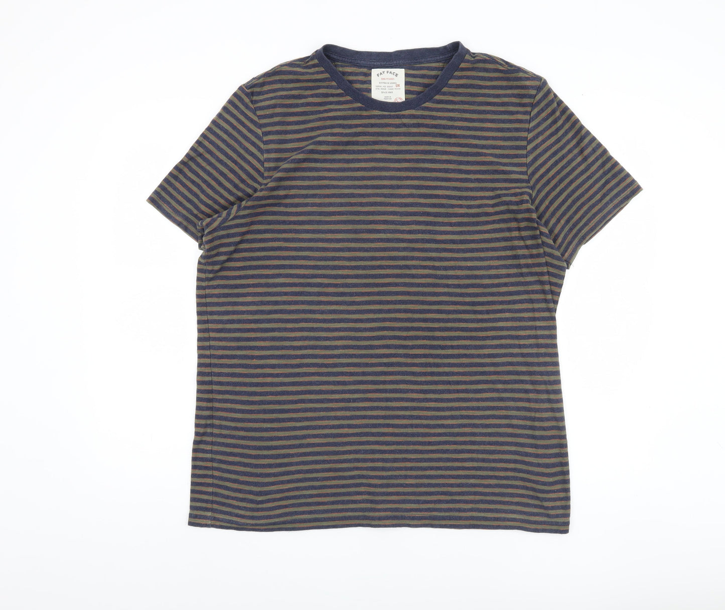 Fat Face Men's Blue Striped T-Shirt XL Crew Neck