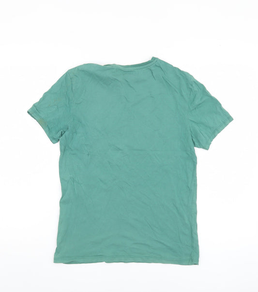 Unisex Adultss UK Size XS Kiabi Green 100% Cotton T-Shirt