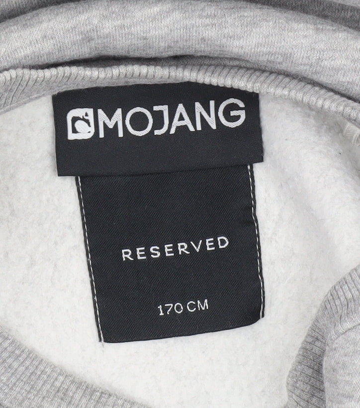 Close-up detail of Mojang boys’ grey pullover sweatshirt -, size 12