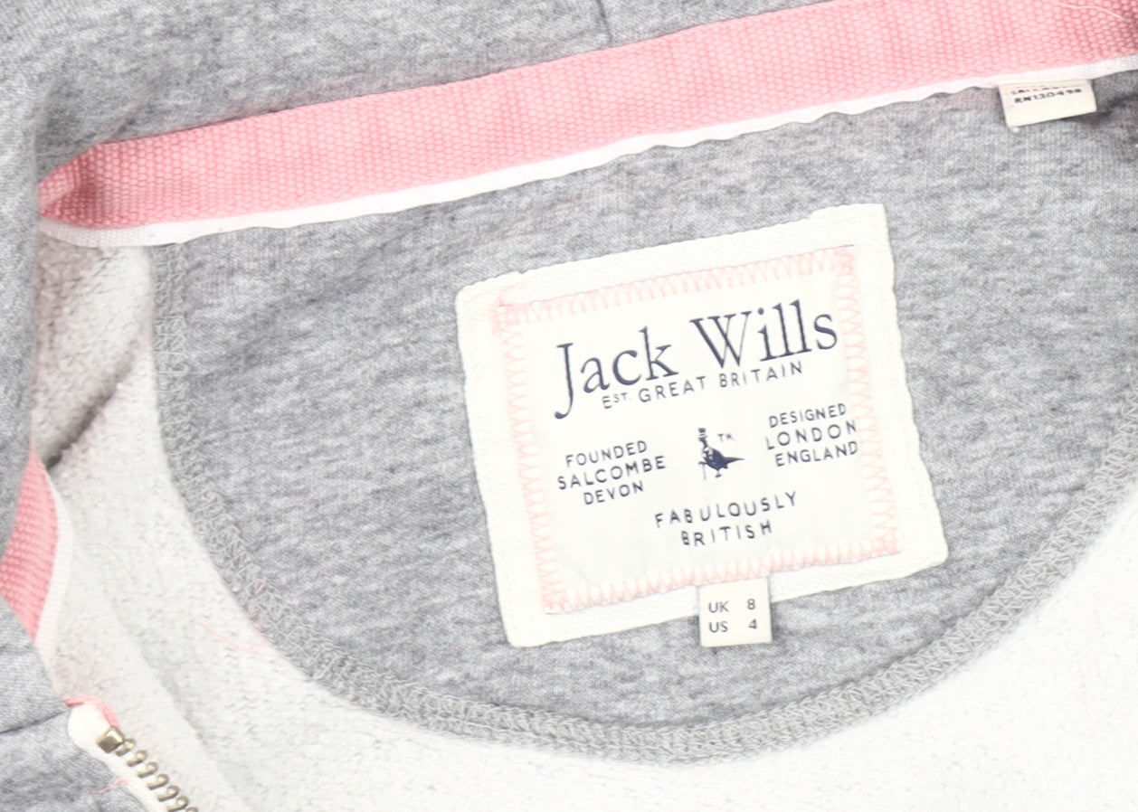 Jack Wills Women's Grey Basic Hooded Jacket Size 8