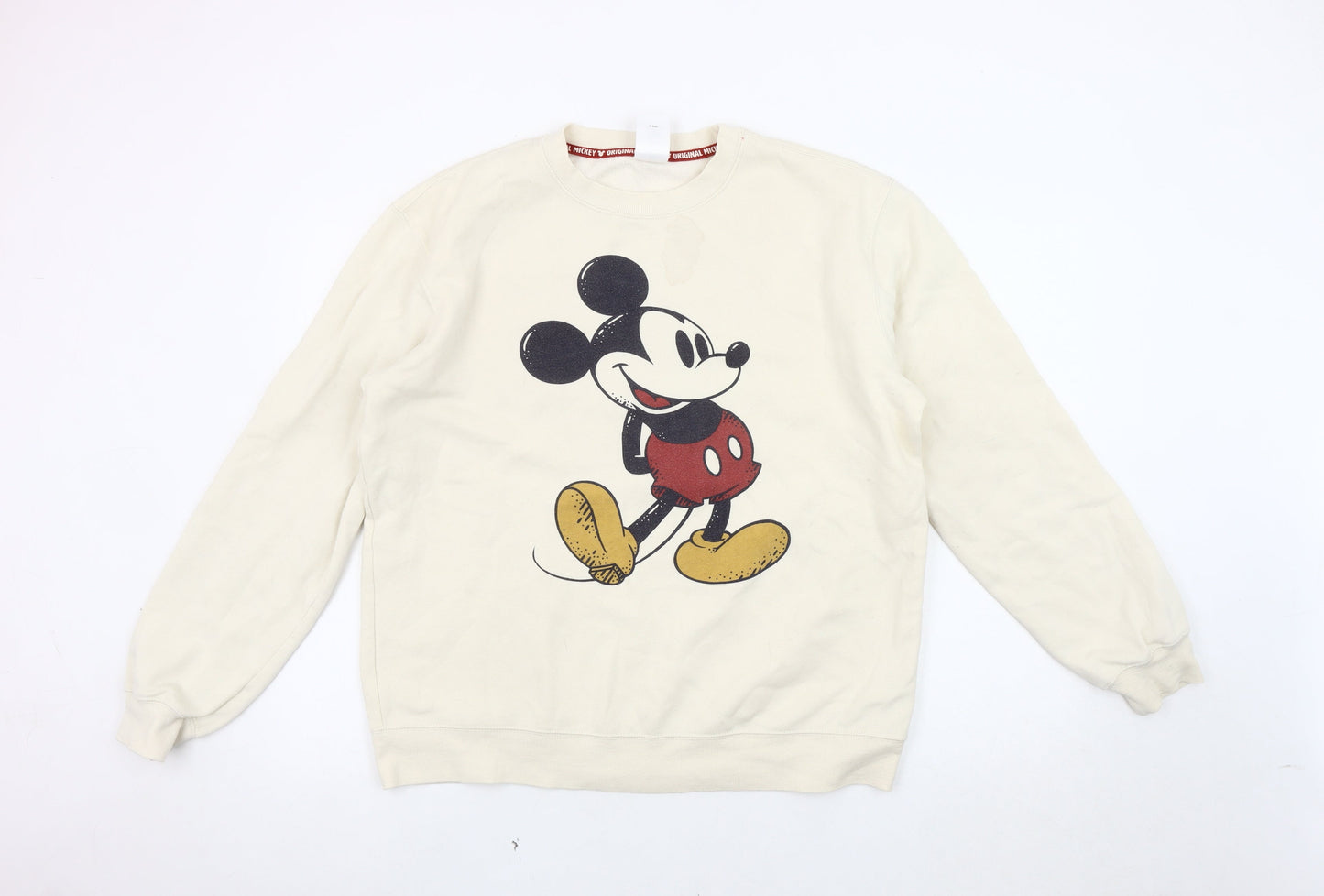 Disney Men's M Mickey Mouse Beige Pullover Sweatshirt