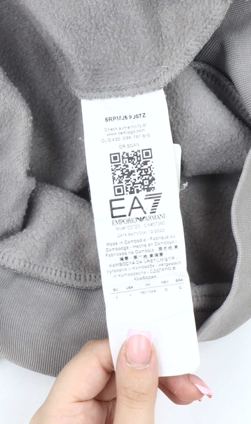 Emporio Armani Men's Grey Logo Sweatshirt Pullover L