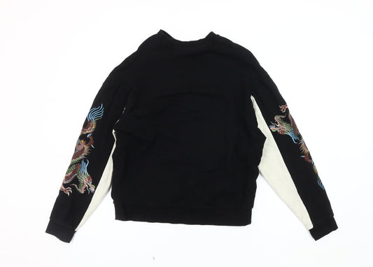 ASOS DESIGN Men's Black M Embroidered Pullover Sweatshirt