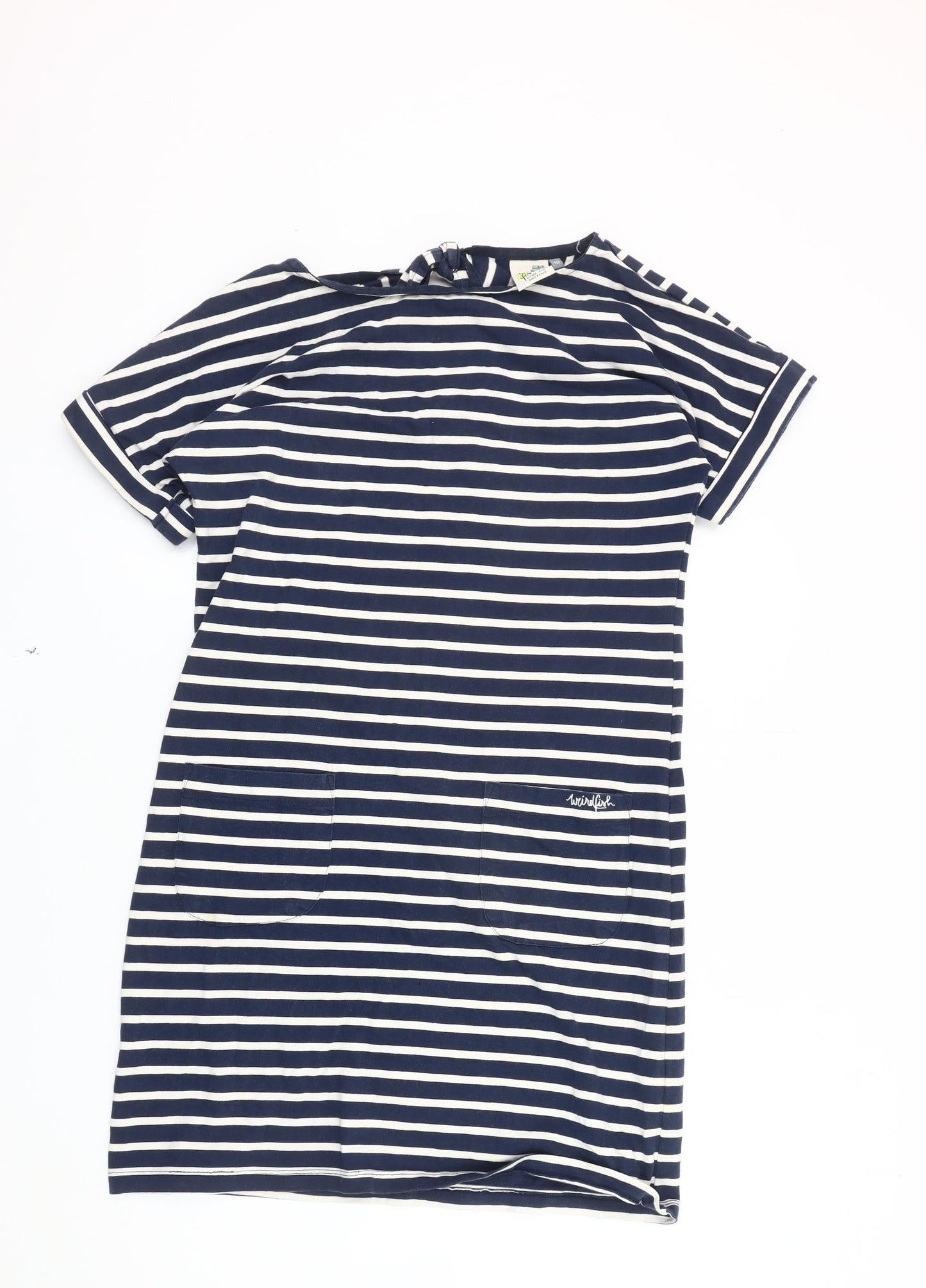 Weird Fish Women's Blue Stripe T-Shirt Dress Size 10
