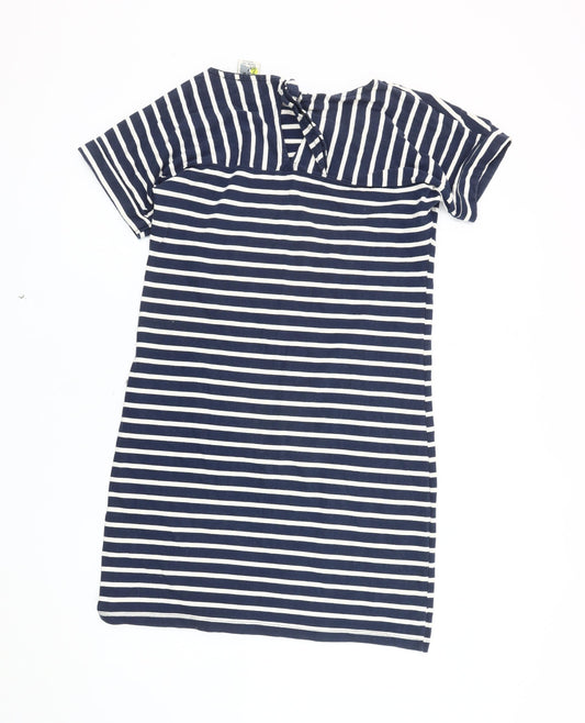 Weird Fish Women's Blue Stripe T-Shirt Dress Size 10