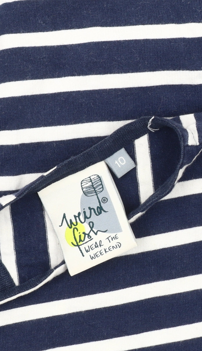 Weird Fish Women's Blue Stripe T-Shirt Dress Size 10